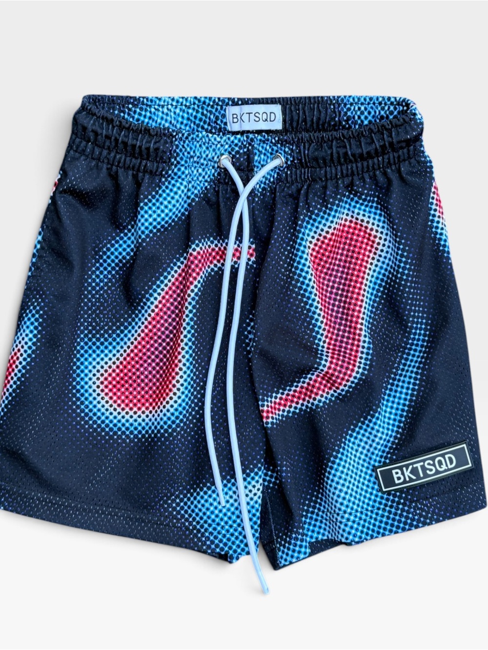 BKTSQD Boys Mesh Shorts Black Blue Red Halftone Print 9/10